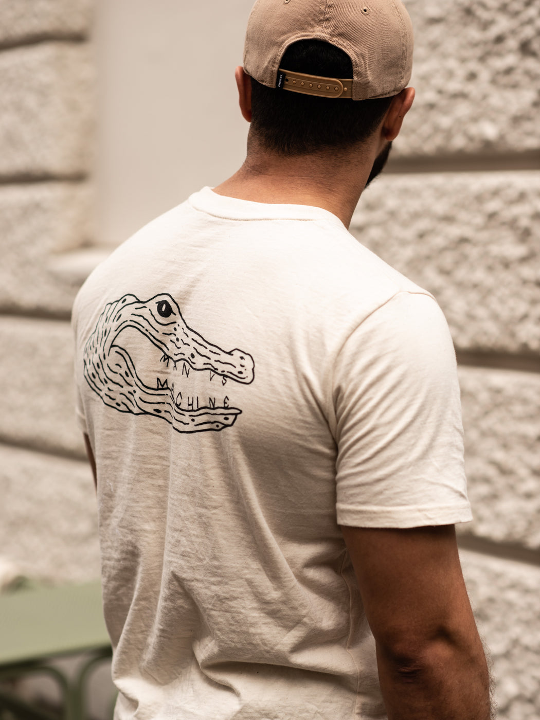 MAN VS MACHINE X STANLEY STELLA T-Shirt "BACKPRINT CROCODILE" NATURAL RAW