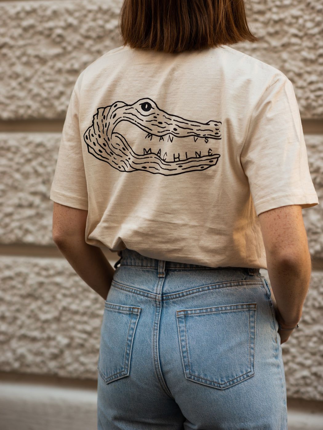 MAN VS MACHINE X STANLEY STELLA T-Shirt "BACKPRINT CROCODILE" NATURAL RAW