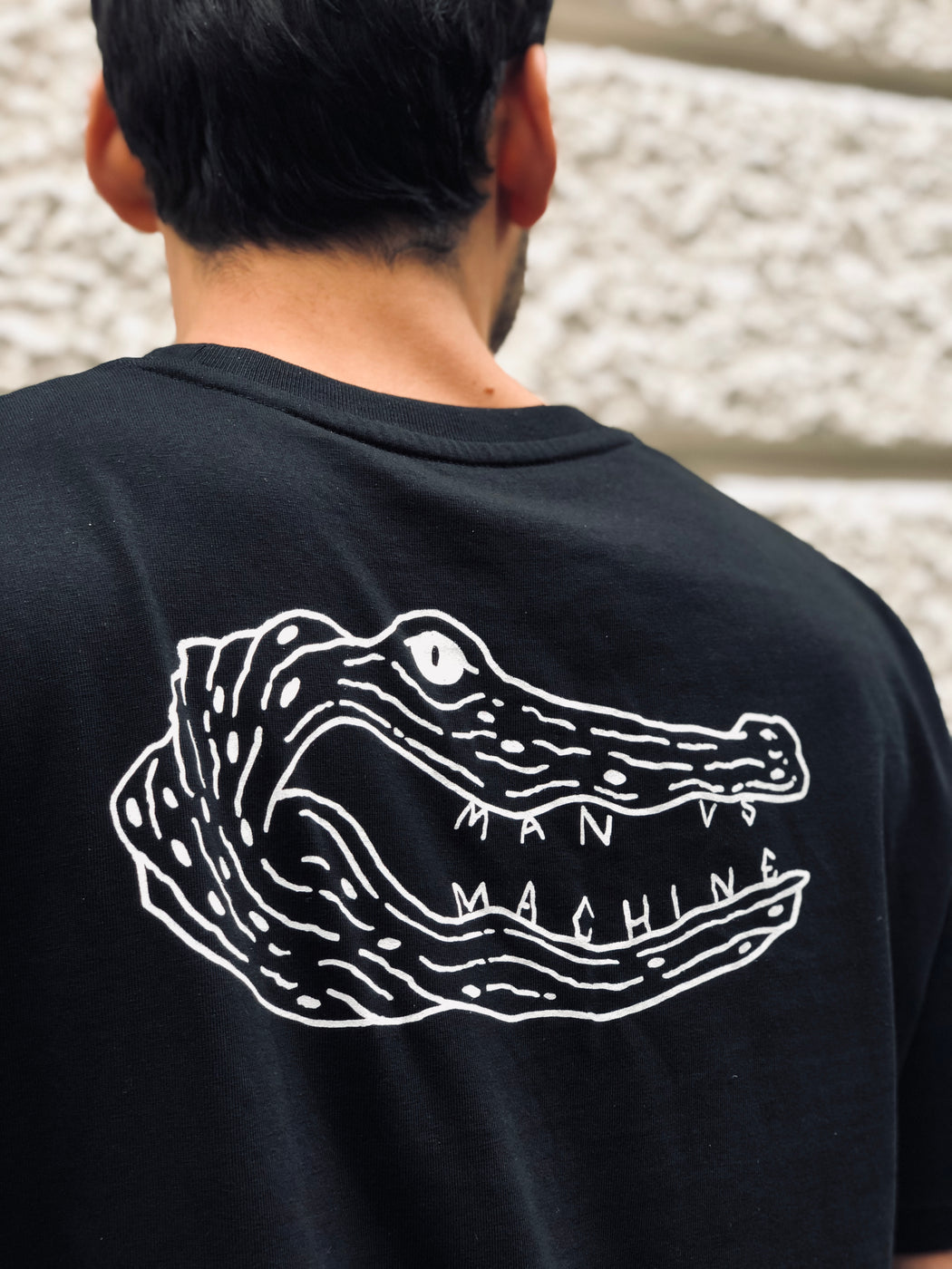 MAN VS MACHINE X STANLEY STELLA T-Shirt "BACKPRINT CROCODILE" BLACK