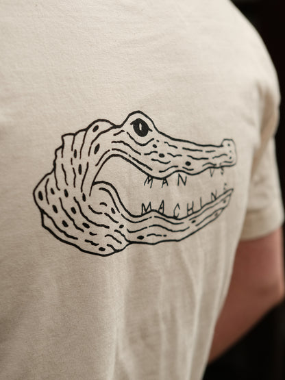 NEW MAN VS MACHINE X STANLEY STELLA T-Shirt "BACKPRINT CROCODILE" NATURAL RAW