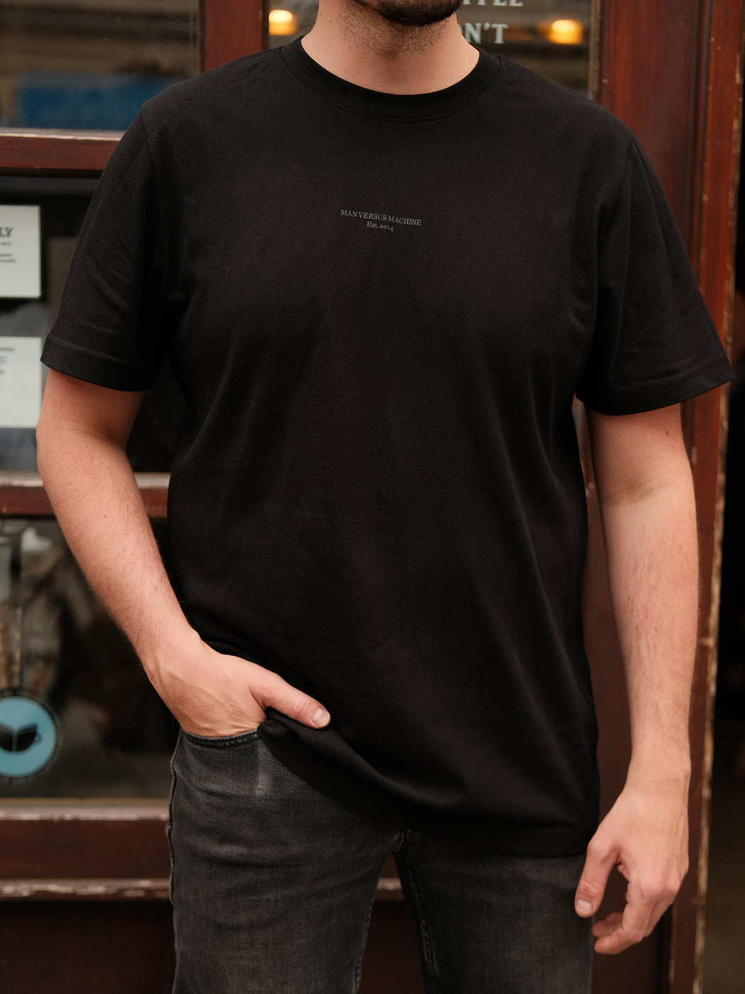 NEW MAN VS MACHINE X STANLEY STELLA T-Shirt "BACKPRINT MVSM" BLACK