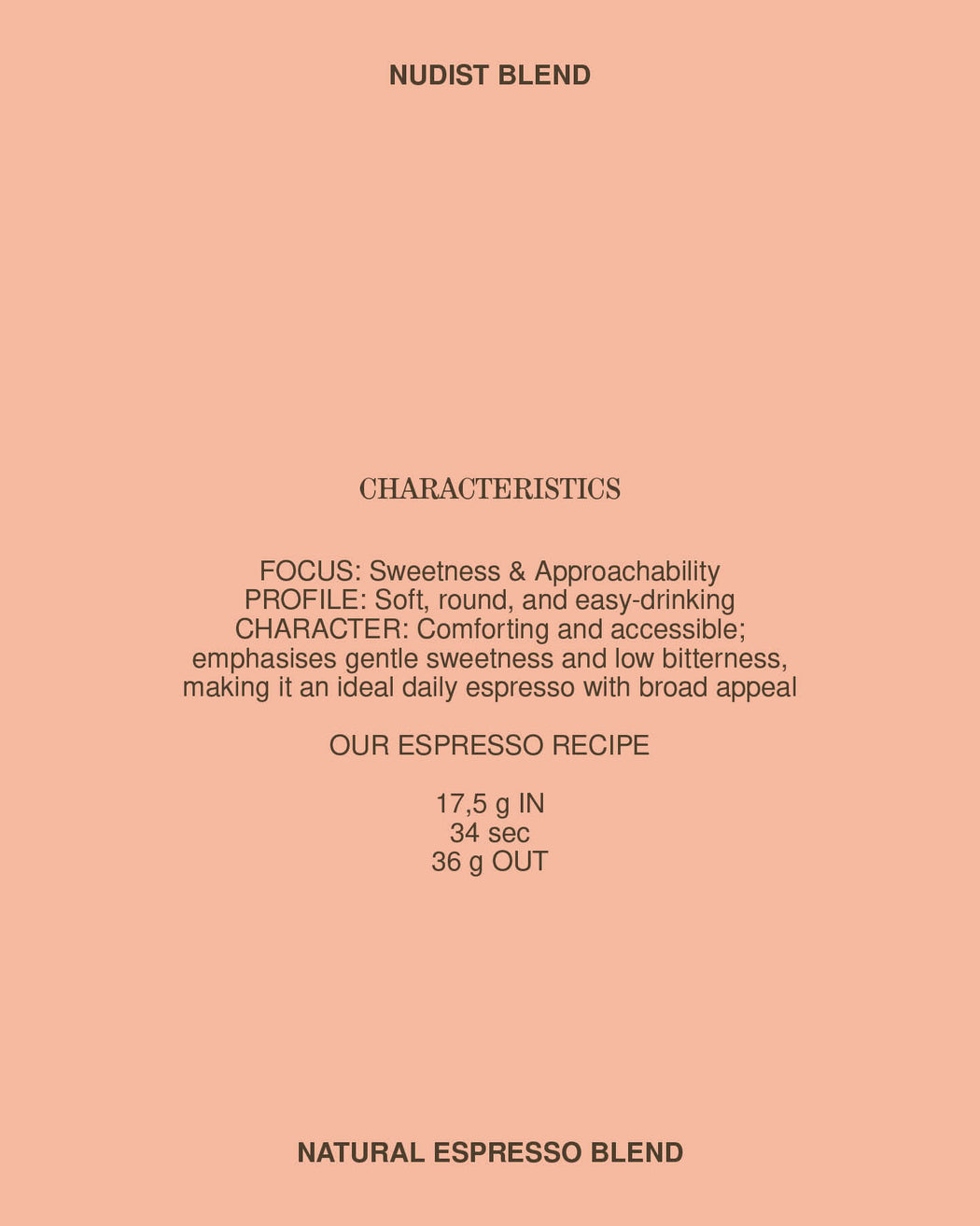 "NUDIST BLEND" ESPRESSO BLEND
