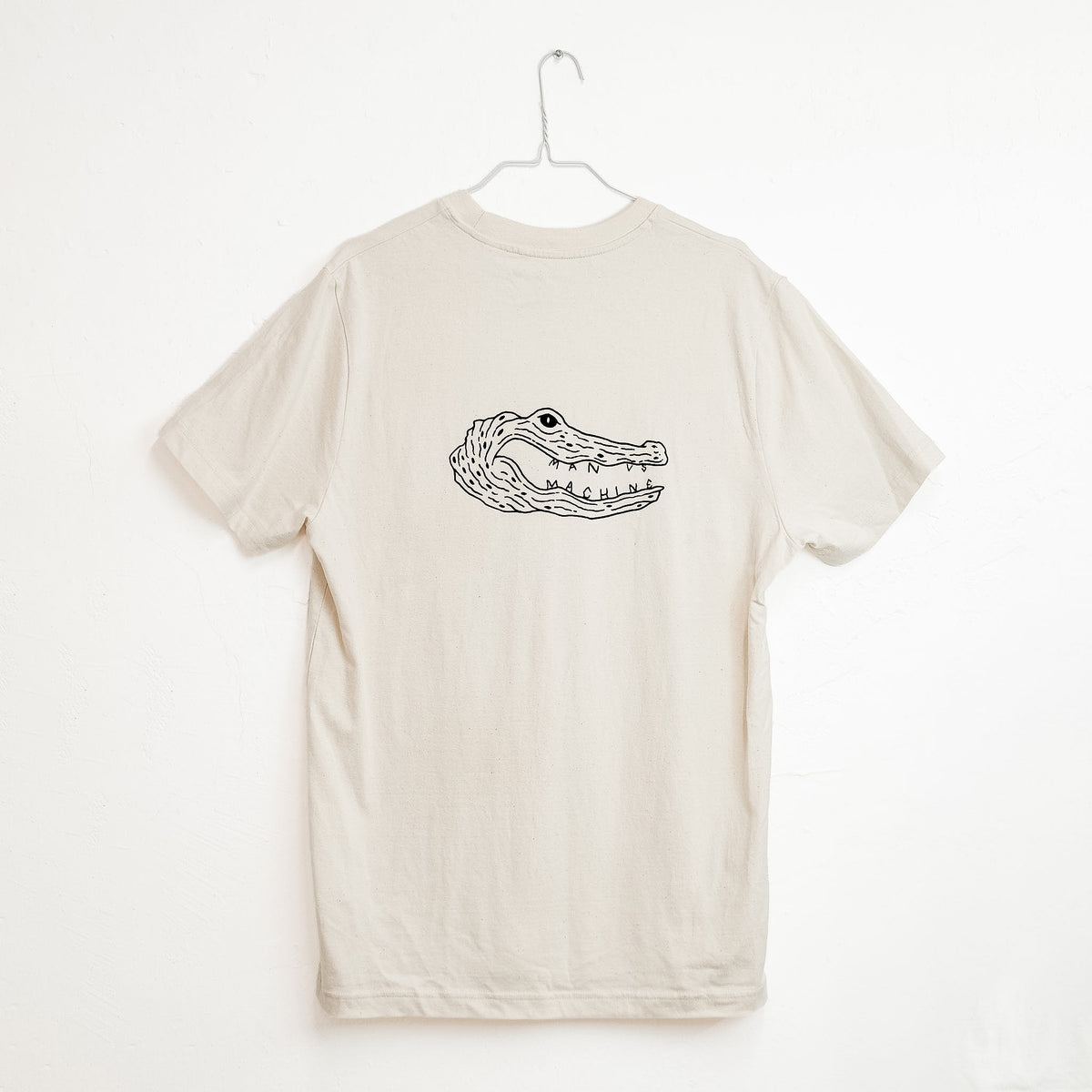 NEW MAN VS MACHINE X STANLEY STELLA T-Shirt "BACKPRINT CROCODILE" NATURAL RAW