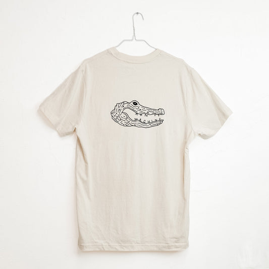 NEW MAN VS MACHINE X STANLEY STELLA T-Shirt "BACKPRINT CROCODILE" NATURAL RAW